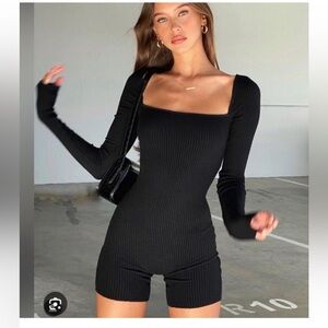 Areyouami black ribbed romper